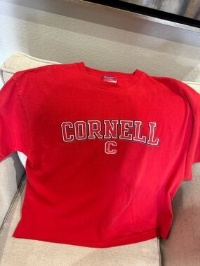 Champion Red Crewneck Tee with Logo Tag